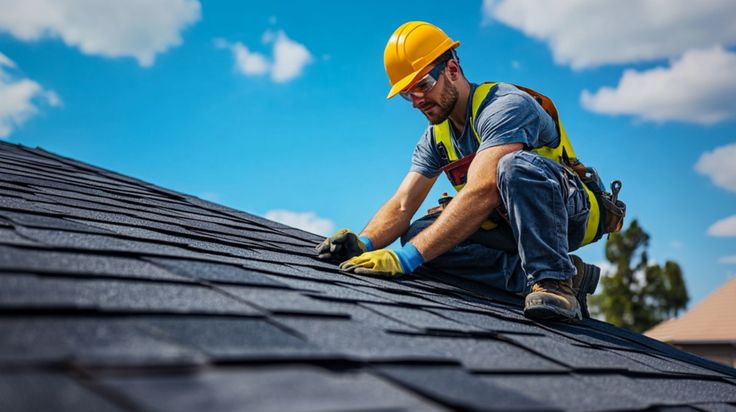 A professional roofing contractor working on the installation of a new roof.