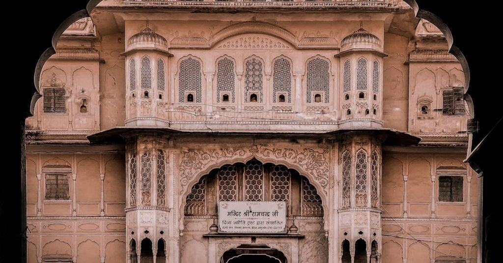 A stunning example of historic architecture with intricate details in Jaipur, India.